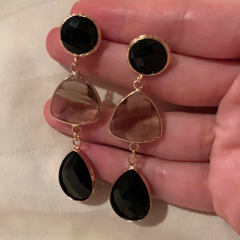 Black/smoky “quartz” earrings